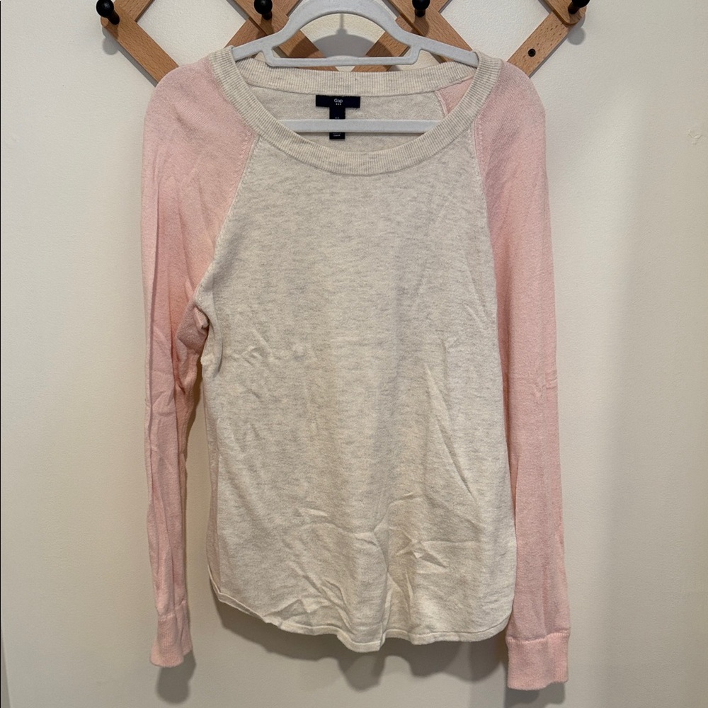 GAP Pink and Cream Long Sleeve Tee